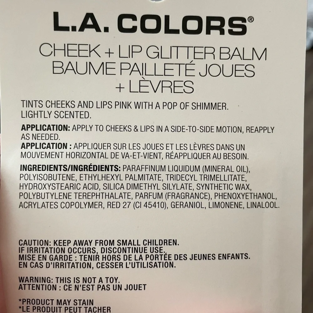 L.A. Colors Cheek + Lip Glitter Balm - Peach - NWT